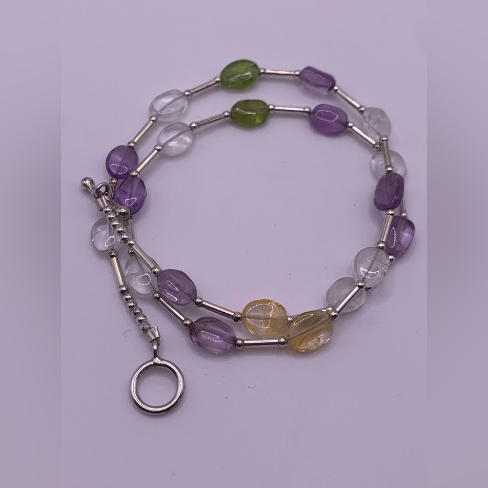Silpada Rare Sterling Silver Multi Semi-Precious Stone Toggle Necklace - Picture 6 of 8